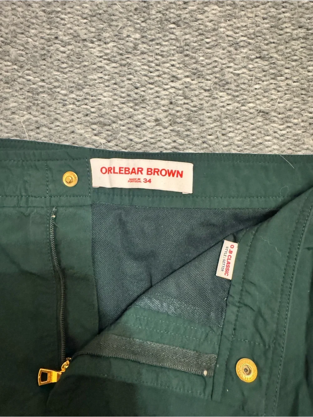 Orlebar Brown Dark Green Swim Shorts with Side Trim